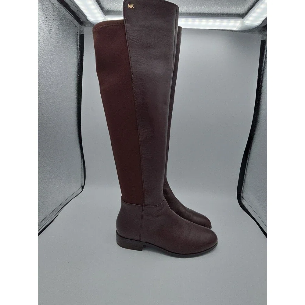 MICHAEL Michael Kors Bromley Flat Tall Leather Boots Brown Women's Size 5.5
